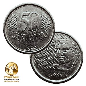 Moeda de 50 Centavos 1994 - V-452 - Circulada - Aço Inoxidavel - 23.0mm - 3.92g