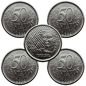 04 Moedas de 50 Centavos 1994 - V-452 - Circuladas - Aço Inoxidavel - 23.0mm - 3.92g