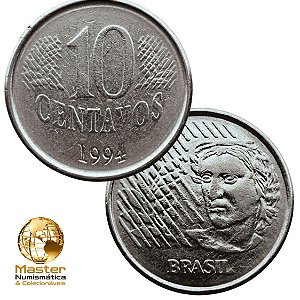 Moeda de 10 Centavos 1994 - V-446 - Circulada - Aço Inoxidavel - 22.0mm - 3.59g