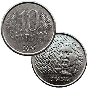 Moeda de 10 Centavos 1995 - V-447 - Circulada - Aço Inoxidavel - 22.0mm - 3.59g