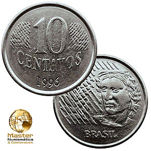 Moeda de 10 Centavos 1996 - V-448 - Circulada - Aço Inoxidavel - 22.0mm - 3.59g