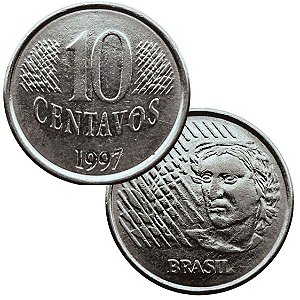 Moeda de 10 Centavos 1997 - V-449 - Circulada - Aço Inoxidavel - 22.0mm - 3.59g