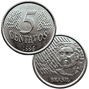 Moeda de 5 Centavos 1995 - V-443 - Circulada - Aço Inoxidavel - 21.0mm - 3.27g
