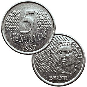 Moeda de 5 Centavos 1997 - V-445 - Circulada - Aço Inoxidavel - 21.0mm - 3.27g