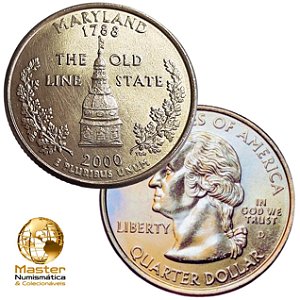 Estados Unidos - Moeda de Quarter Dollars 2000 Maryland - D - Flor de Cunho