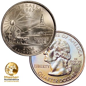 Estados Unidos - Moeda de Quarter Dollars 2006 Nebraska - D - Flor de Cunho