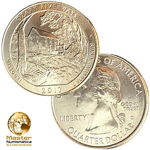 Estados Unidos - Moeda de Quarter Dollars 2017 Ozark - D - Flor de Cunho