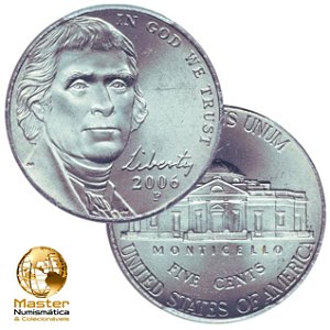 Estados Unidos - Moeda de Five Cents 2006 D - Jefferson Nickel - Flor de Cunho