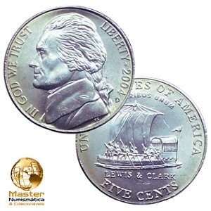 Estados Unidos - Moeda de Five Cents 2004 D - Keelboat - Jefferson Nickel - Flor de Cunho