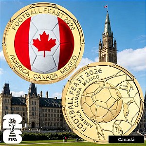 Lançamento - Medalha Colorida Copa do Mundo 2026 - Canadá - 40.0 mm - FC