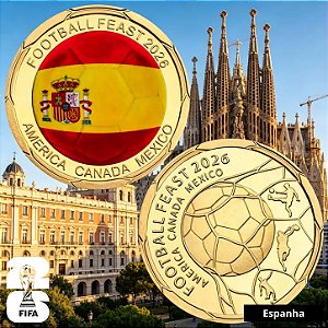 Lançamento - Medalha Colorida Copa do Mundo 2026 - Espanha - 40.0 mm - FC