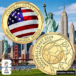Lançamento - Medalha Colorida Copa do Mundo 2026 - Estados Unidos - 40.0 mm - FC