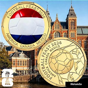 Lançamento - Medalha Colorida Copa do Mundo 2026 - Holanda - 40.0 mm - FC