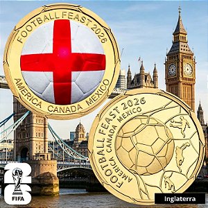 Lançamento - Medalha Colorida Copa do Mundo 2026 - Inglaterra - 40.0 mm - FC