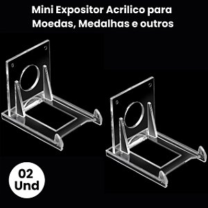 02 Mini Expositor Acrilico/Suporte ajustável para Slab, Medalhas, Figurinhas, Celular e afins