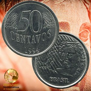 Moeda de 50 Centavos 1994 - V-452 - Flor de Cunho - Aço Inox - 23.0mm - 3.92g