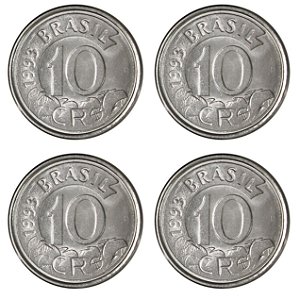 Promoção - 04 Moedas de 10 Cruzeiros Reais 1993 Tamanduá - V-432 - Circuladas