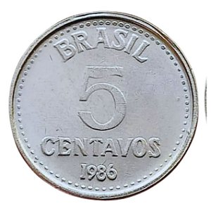 Moeda de 5 Centavos 1986 - V-383 - Flor de Cunho