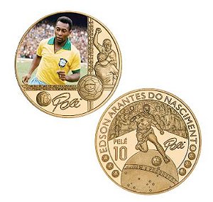 Moeda Pelé Dourada / Colorida de uma atuação pela Seleção do Brasil Versão 1 - World Cup