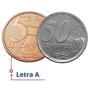Casal de Moeda Letra A - 5 e 50 Centavos 2019 - A (Holanda) - V-485a/564a - Flor de Cunho