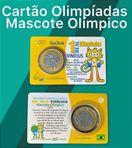 Blister com a moeda de 1 Real Mascote Vinícius - Flor de Cunho