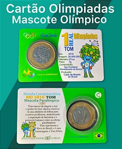 Blister com a moeda de 1 Real Mascote Tom - Flor de Cunho