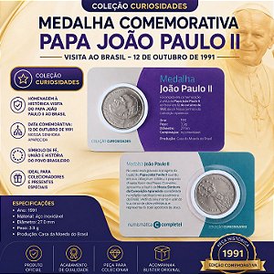Blister com a Medalha Papa João Paulo II 1991 - Comemorativa