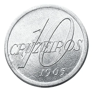 Moeda 10 Cruzeiros 1965 - V-284 - Aluminio - Flor de Cunho