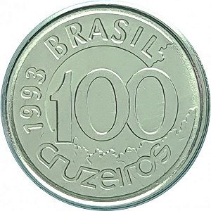 Moeda de 100 Cruzeiros 1993 - V-424 - Peixe Boi - Flor de Cunho
