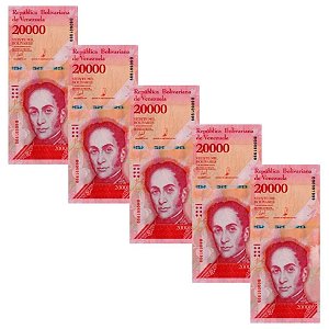 Venezuela - 5 Cédulas de 20.000 Bolivares Forte 2017 - P-99c - Simon Bolivar - FE
