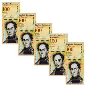 Venezuela - 5 Cédulas de 100 Mil Bolivares Forte 2017 - P-100b - Simon Bolivar - FE