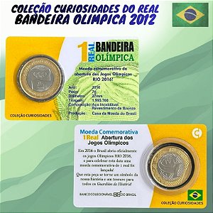 Blister com Moeda Bandeira Olimpica - 1 Real 2012 - V-600 - Flor de Cunho