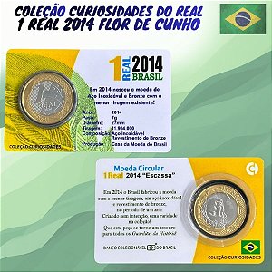 Blister com a Moeda de 1 REAL 2014 - RARA - V-586 - Flor de Cunho