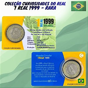 Blister com a Moeda de 1 Real 1999 - RARA - V-572 - Alpaca - Rara - Circulada