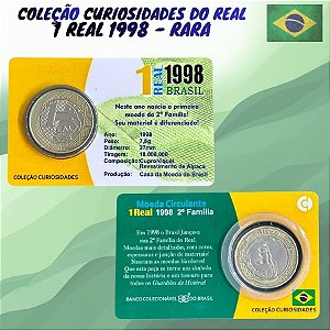 Blister com a Moeda de 1 Real 1998 - RARA - V-571 - Alpaca - Rara - Circulada