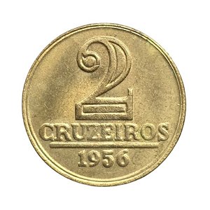 Moeda de 2 Cruzeiros 1956 - V-256 - Rara - Menor - Sob/FC