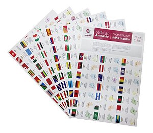 Etiquetas Cédulas do Mundo - 193 etiquetas com bandeira e nome de cada país reconhecido pela ONU