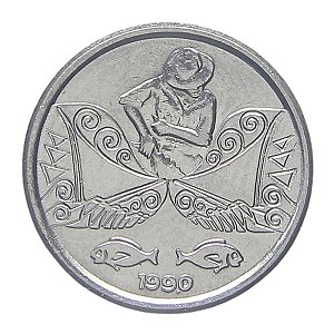 Moeda de 5 Centavos 1990 - V-407 - Pescador - Rarissima - Soberba
