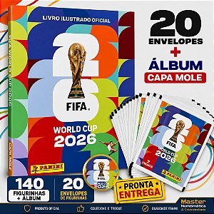 Copa Do Mundo 2026 - Kit Com 20 Envelopes de Figurinhas Panini + Álbum Capa Mole - FIFA WORLD CUP 2026 - Pronta entrega