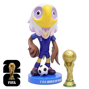 Copa do Mundo 2026 - Mascote Clutch (EUA) + Taça da Copa - Mascote Oficial - 12cm / 90g com Base - FIFA WORLD CUP 2026