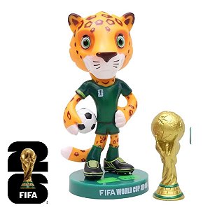 Copa do Mundo 2026 - Mascote Zayu (México) + Taça da Copa - Mascote Oficial - 12cm / 90g com Base - FIFA WORLD CUP 2026