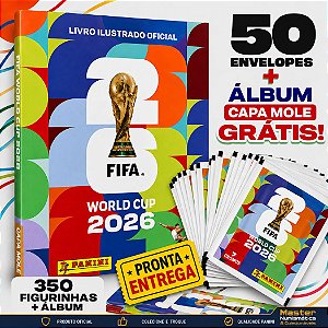 Copa Do Mundo 2026 - Kit Com 50 Envelopes de Figurinhas Panini + Álbum Cortesia (Grátis) - FIFA WORLD CUP 2026 - Pronta Entrega