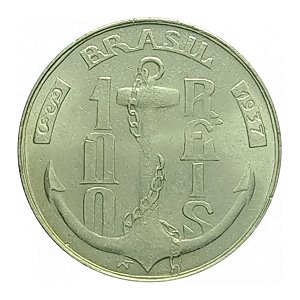 Moeda de 100 Réis 1937 - V-141 - Tamandaré - Cupro - Flor de Cunho