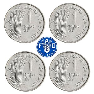 Promoção - 04 Moedas de 1 Centavo FAO 1975 - V-325 - FLOR DE CUNHO