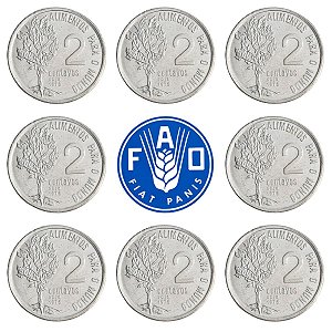Promoção - 08 Moedas de 2 Centavos FAO 1975 - V-329 - FLOR DE CUNHO