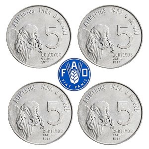 Promoção - 04 Moedas de 5 Centavos FAO 1977 - V-335 - FLOR DE CUNHO