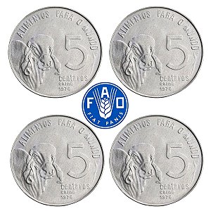 Promoção - 04 Moedas de 5 Centavos FAO 1978 - V-336 - FLOR DE CUNHO