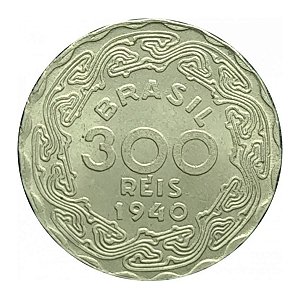 Moeda de 300 Réis 1940 - V-170 - Getulio Vargas - Cupro - Sob/FC