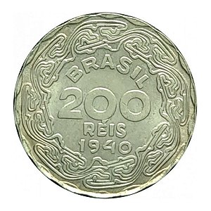 Moeda de 200 Réis 1940 - V-167 - Getulio Vargas - Cupro - Flor de Cunho