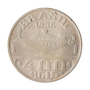 Moeda de 400 Réis 1938 - V-151 - Oswaldo Cruz- Cupro - Soberba